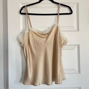 Vintage Mossimo Silk Camisole with Lace Trim XL